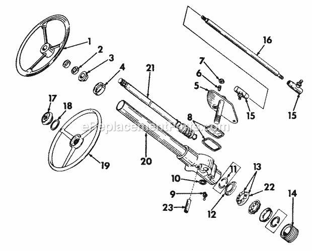 Steering Gear & Connections Diagram and Parts List for 122  Cub Cadet Lawn Tractor